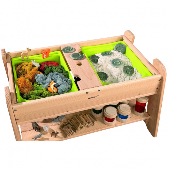 Montessori-Tisch B/H/T 84 x 50 x 67 cm Sensorik Set Natur, inklusive Zubehör 